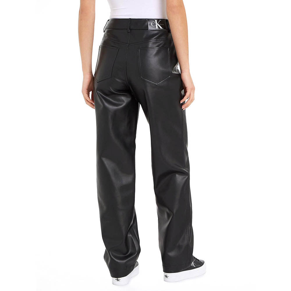 מכנס קלווין קליין ארוך דמוי עור Faux Leather Hr Straight נשים