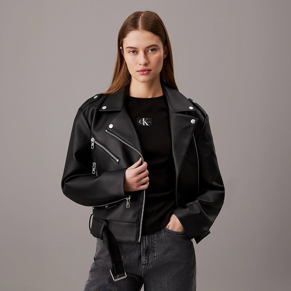 ג'קט קלווין קליין Classic Faux Leather Biker נשים