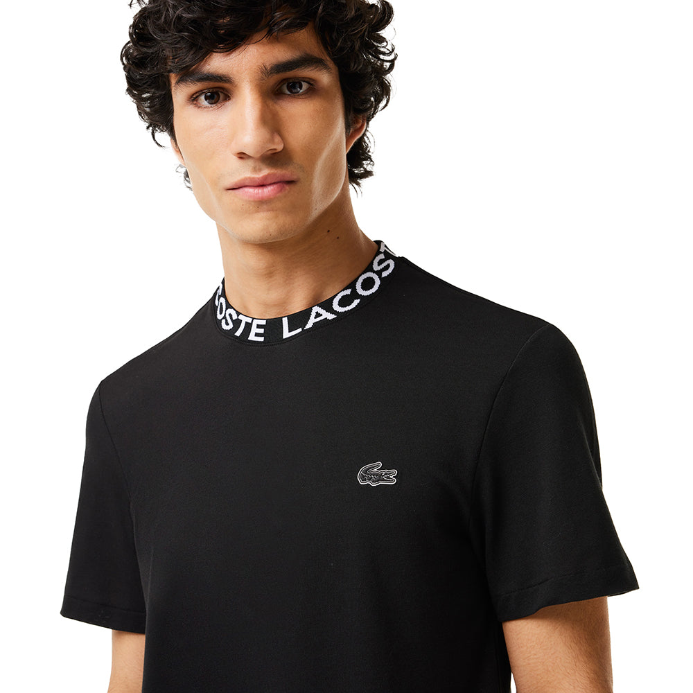 חולצת טישרט קצרה לקוסט Ultralight Pique Logo Jacquard Collar גברים