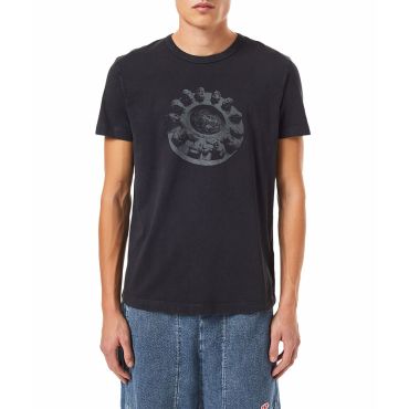 Diesel Men's T-Shirt Print Logo C1 Black