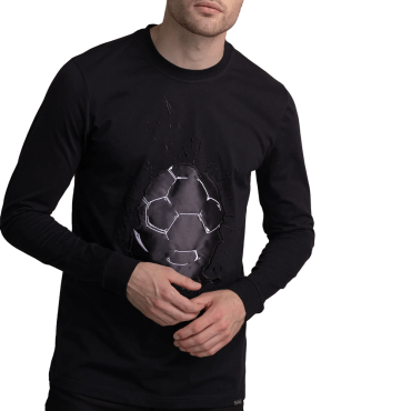 חולצת טישירט ארוכה באלר עם רקמת כדורגל גברים