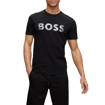 חולצת טישרט הוגו בוס קצרה Foil-Print Logo גברים