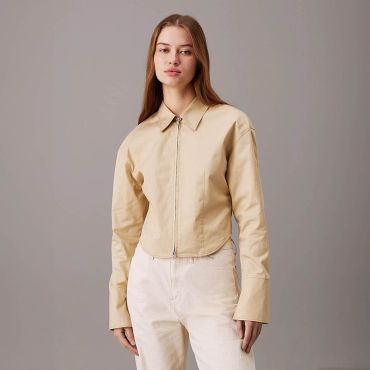 חולצת קלווין קליין עם רוכסן Zipped Cotton Top נשים