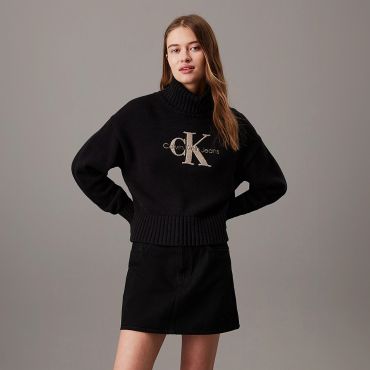 סווטשירט קלווין קליין Monogram Roll Neck Jumper נשים